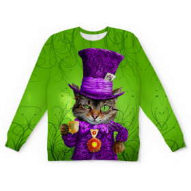 full_print_kids_sweatshirt с принтом Чеширский котик в Казани,  |  | Тематика изображения на принте: 