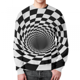 full_print_sweatshirt с принтом ВОРОНКА ШАХМАТНАЯ. ЧЕРНОЕ И БЕЛОЕ. в Казани,  |  | 