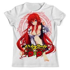 full_print_tee с принтом High School DxD в Казани, Футболка с нанесением полноцветного изображения по всей поверхности может быть выполнена в двух вариантах - ХЛОПОК и СИНТЕТИКА. | Хлопок - ткань из 100% хлопка высшего качества пенье.  <br>Синтетика - ткань с высоким содержанием синтетического волокна (до 80%).  Материал хорошо тянется, имеет приятную на ощупь фактуру | 