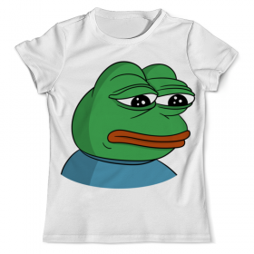 full_print_tee с принтом Pepe the frog в Казани, Футболка с нанесением полноцветного изображения по всей поверхности может быть выполнена в двух вариантах - ХЛОПОК и СИНТЕТИКА. | Хлопок - ткань из 100% хлопка высшего качества пенье.  <br>Синтетика - ткань с высоким содержанием синтетического волокна (до 80%).  Материал хорошо тянется, имеет приятную на ощупь фактуру | Тематика изображения на принте: 