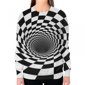 full_print_woman_sweatshirt с принтом ВОРОНКА ШАХМАТНАЯ. ЧЕРНОЕ И БЕЛОЕ. в Казани,  |  | 