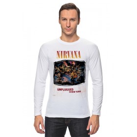 Мужской лонгслив с принтом Nirvana Unplagged album t-shirt в Казани, Хлопок |  | 