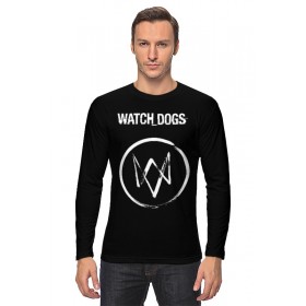 Мужской лонгслив с принтом Watch_Dogs в Казани, Хлопок |  | 