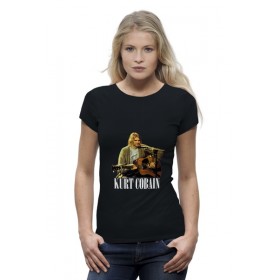 Женская футболка Premium с принтом Nirvana Kurt Cobain guitar t-shirt в Казани,  |  | Тематика изображения на принте: 