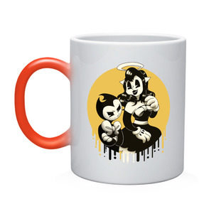 Кружка хамелеон с принтом Bendy and the ink machine (8) в Казани, керамика | меняет цвет при нагревании, емкость 330 мл | Тематика изображения на принте: bendy | bendy and the ink machine | horror | ink | machine | trend